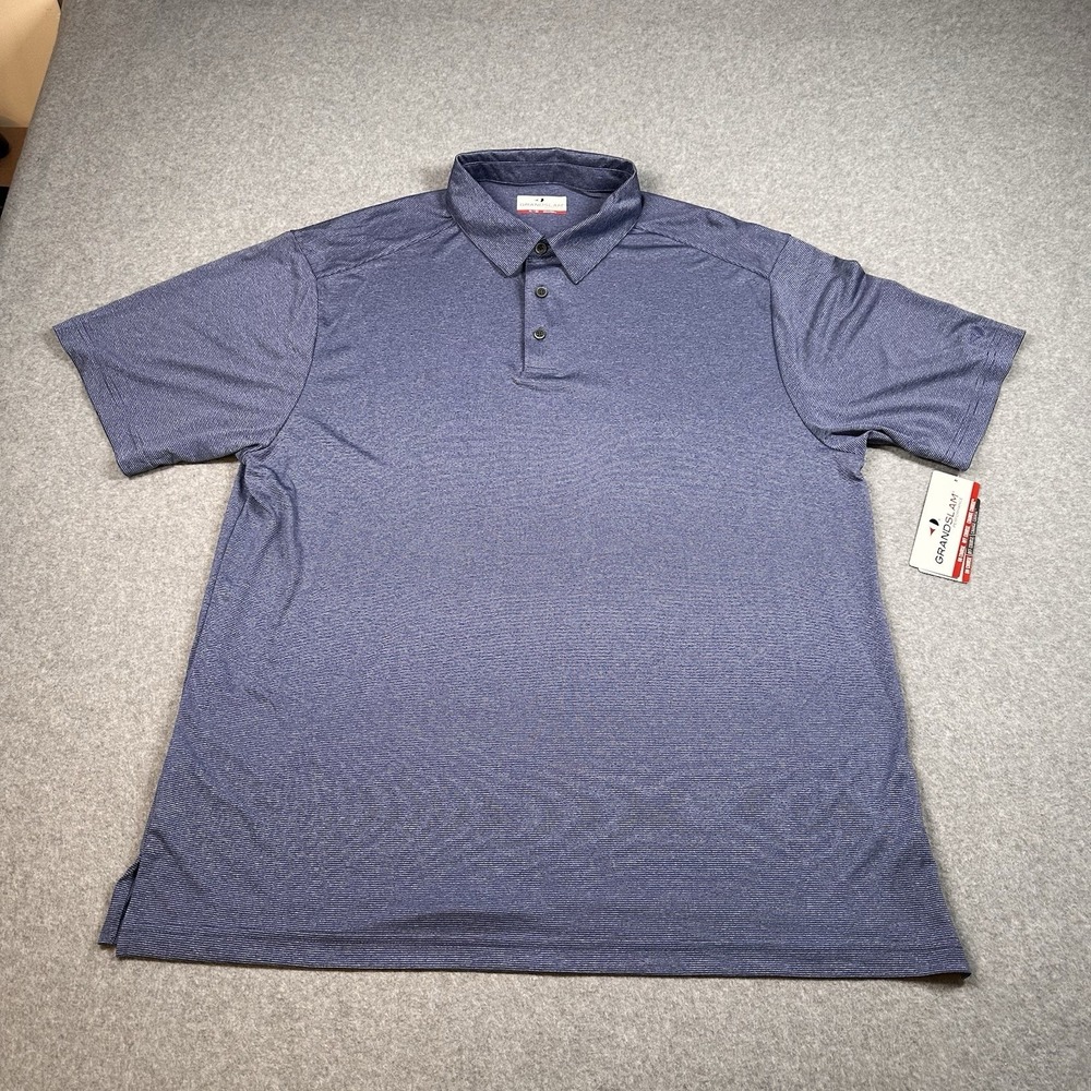 Grand Slam Performance Golf Polo Shirt XL Blue Stretch Moisture Wicking NWT